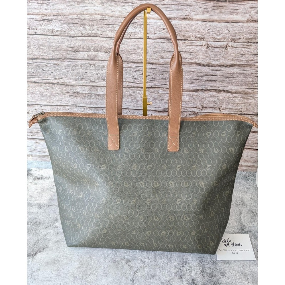 CHRISTIAN DIOR VINTAGE HONEYCOMB MONOGRAM LARGE TOTE / OVERNIGHT BAG AUTH COA - Picture 3 of 16